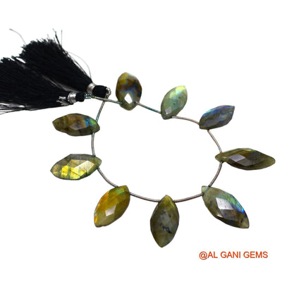 Natural Multi Color Fire Labradorite Marquise Faceted 10X22 TO 15X28 MM Beads For Reiki Loose Strand 8" LB-4