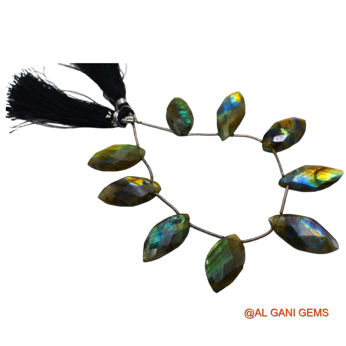 Natural Multi Color Fire Labradorite Marquise Faceted 10X22 TO 15X28 MM Beads For Reiki Loose Strand 8" LB-4