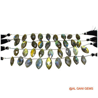Natural Multi Color Fire Labradorite Marquise Faceted 10X22 TO 15X28 MM Beads For Reiki Loose Strand 8" LB-4
