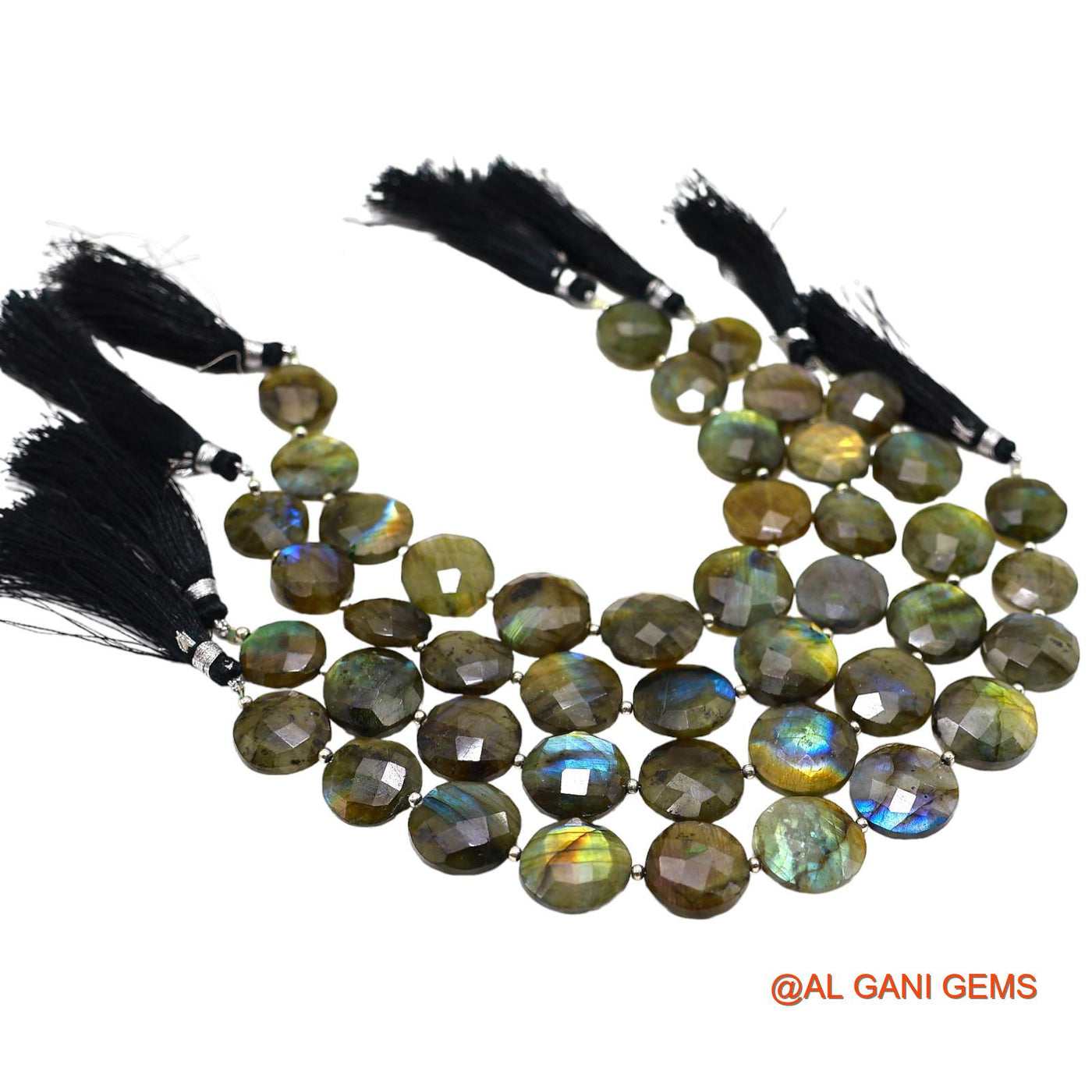 Natural Fire Labradorite Beads 14X17 MM Faceted Round Multi Color Loose Strand 8" For Healing LB-5