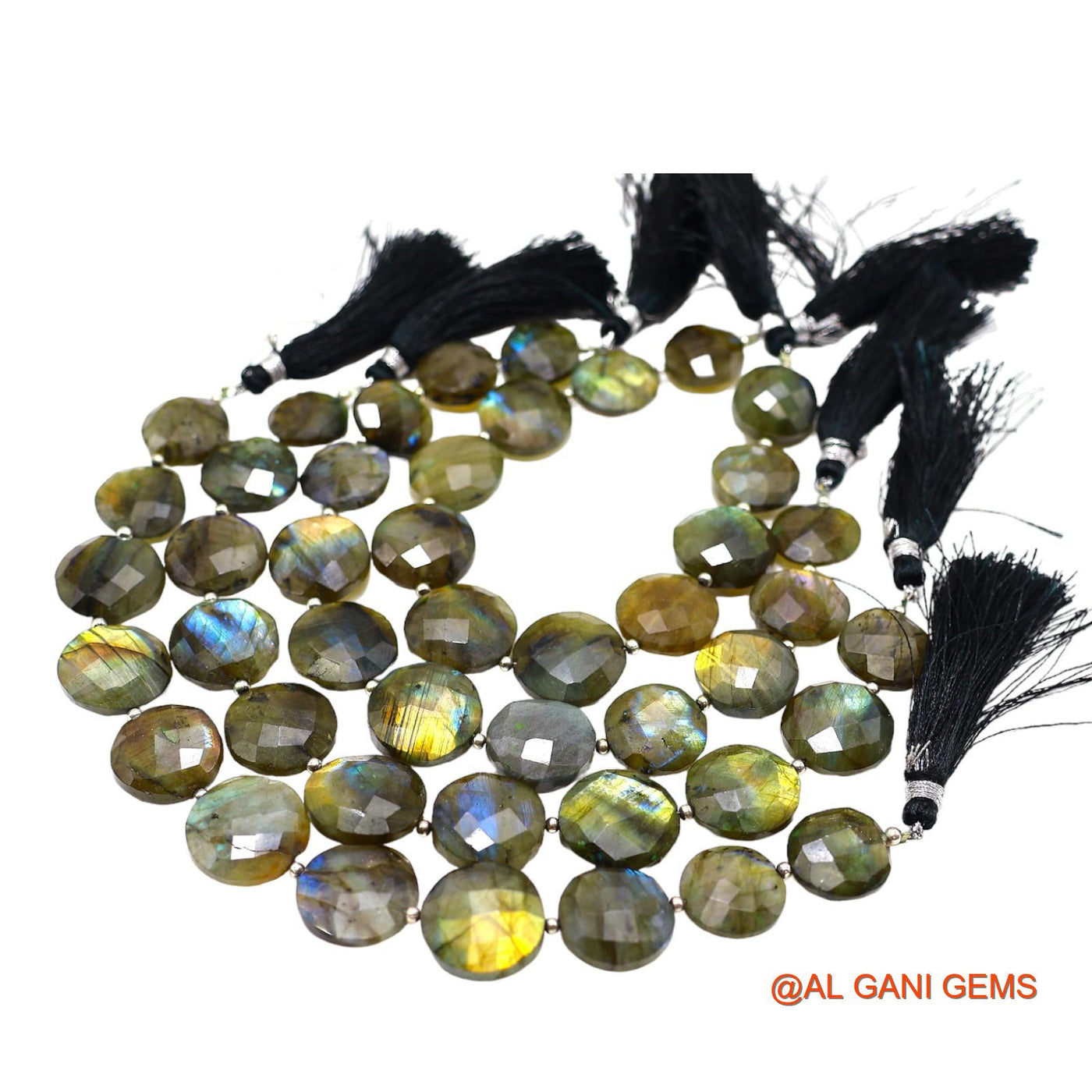 Natural Fire Labradorite Beads 14X17 MM Faceted Round Multi Color Loose Strand 8" For Healing LB-5