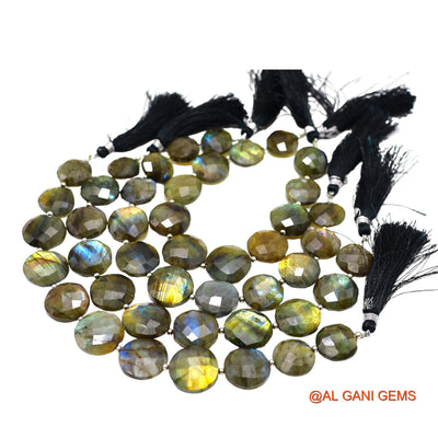 Natural Fire Labradorite Beads 14X17 MM Faceted Round Multi Color Loose Strand 8" For Healing LB-5
