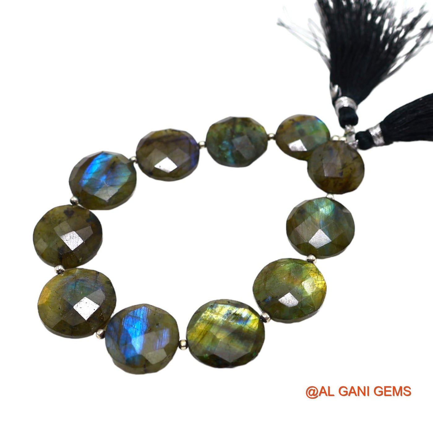 Natural Fire Labradorite Beads 14X17 MM Faceted Round Multi Color Loose Strand 8" For Healing LB-5
