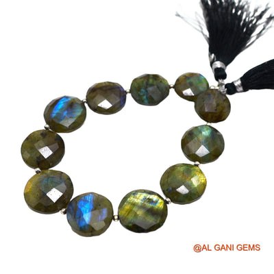 Natural Fire Labradorite Beads 14X17 MM Faceted Round Multi Color Loose Strand 8" For Healing LB-5