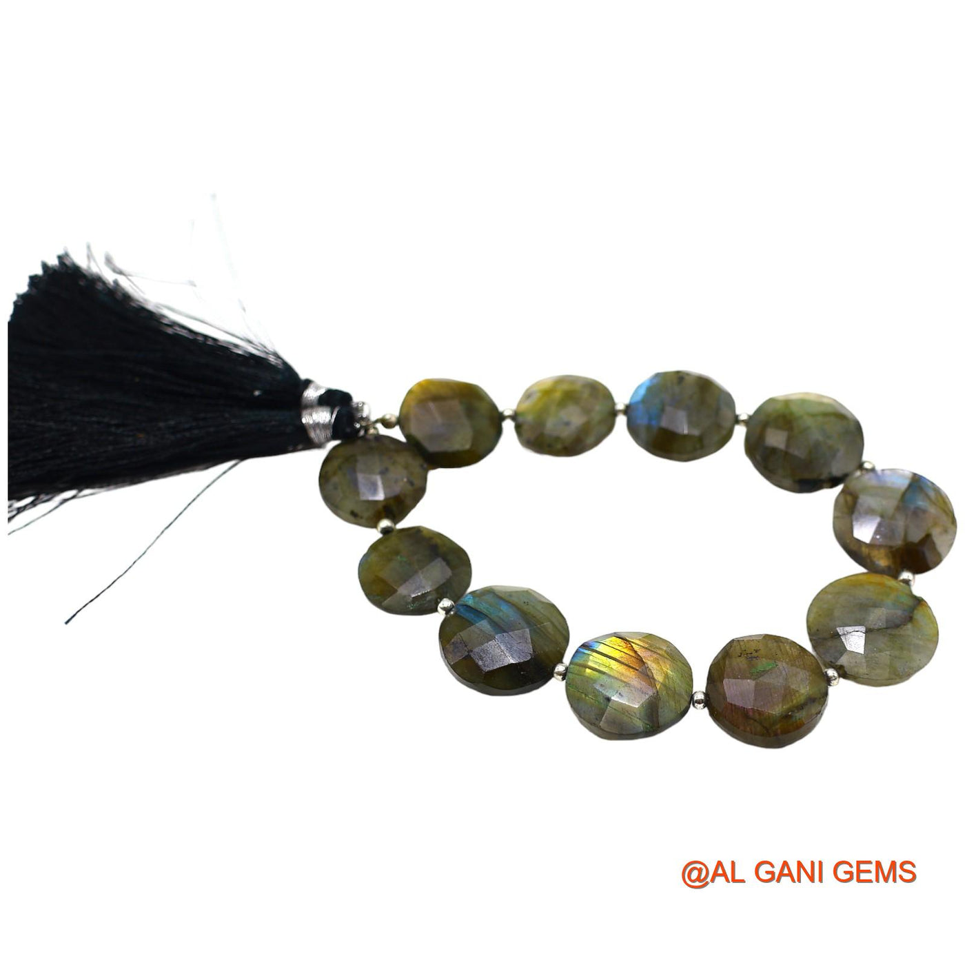 Natural Fire Labradorite Beads 14X17 MM Faceted Round Multi Color Loose Strand 8" For Healing LB-5