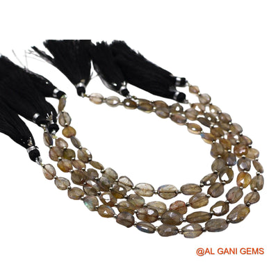 Natural Multi Color Labradorite Loose Strand 6X8 TO 8X10 MM Oval Faceted Beads For Jewelry Craft 8,9" LB-6