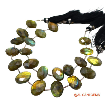 Oval Faceted Loose Beads Strand For Jewelry Making 11X16 TO 12X17 MM Natural Multi Color Fire Labradorite 8" LB-8