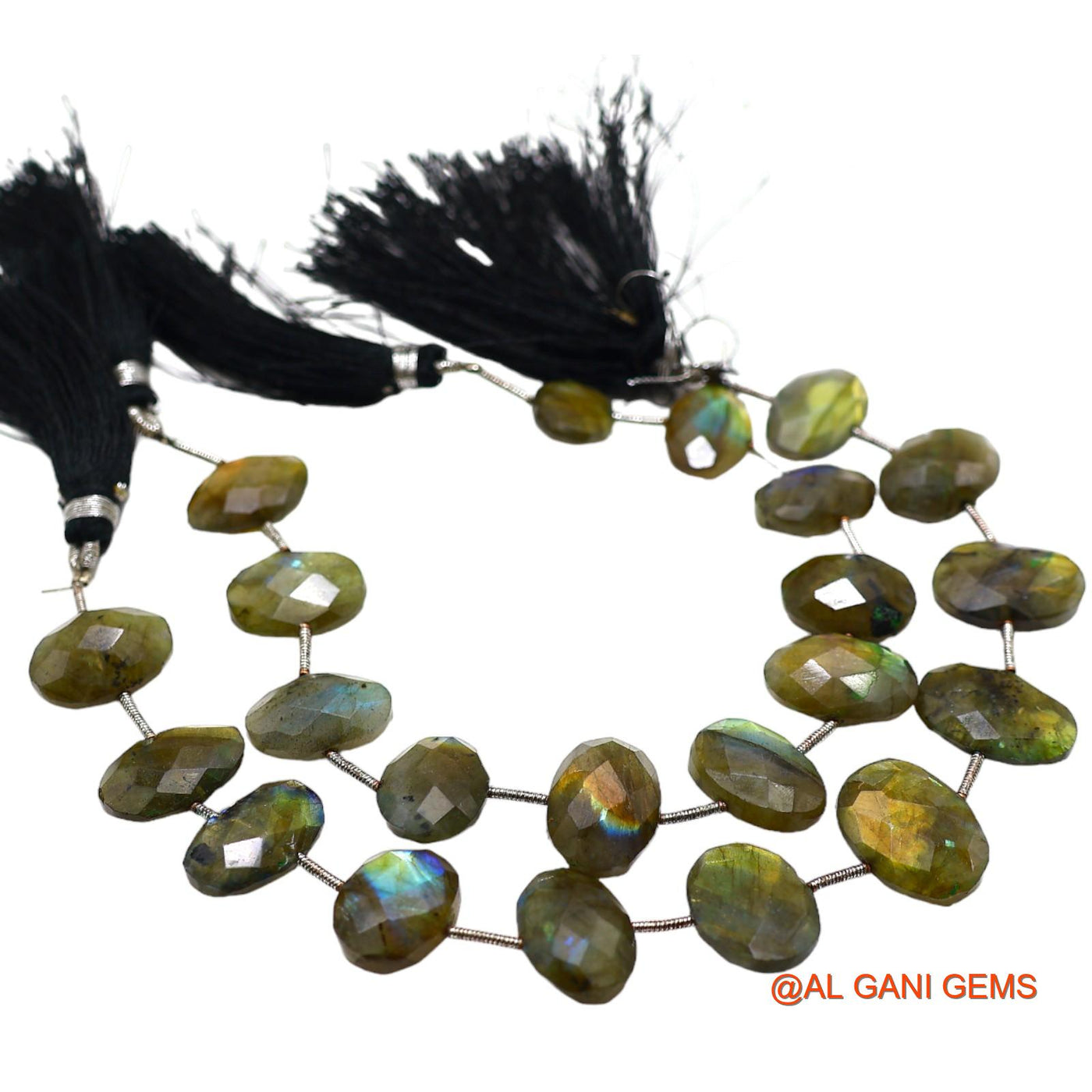 Oval Faceted Loose Beads Strand 11X16 TO 12X17 MM Multi Color Natural Labradorite Gemstone Handmade 8" LB-8