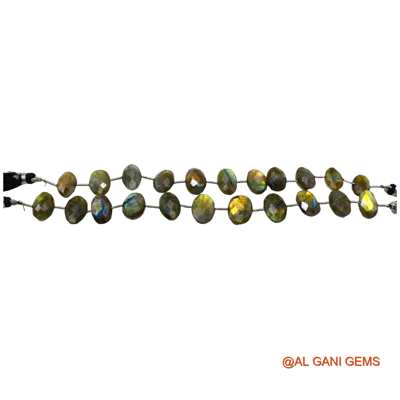 Oval Faceted Loose Beads Strand For Jewelry Making 11X16 TO 12X17 MM Natural Multi Color Fire Labradorite 8" LB-8