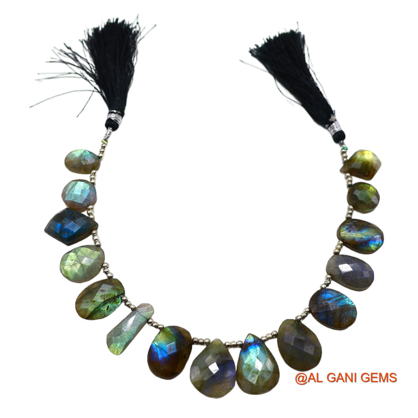 Fancy Faceted 9X13 TO 13X20 MM Beads Natural Multi Color Fire Labradorite Gemstone Strands For Jewelry 8" LB-9