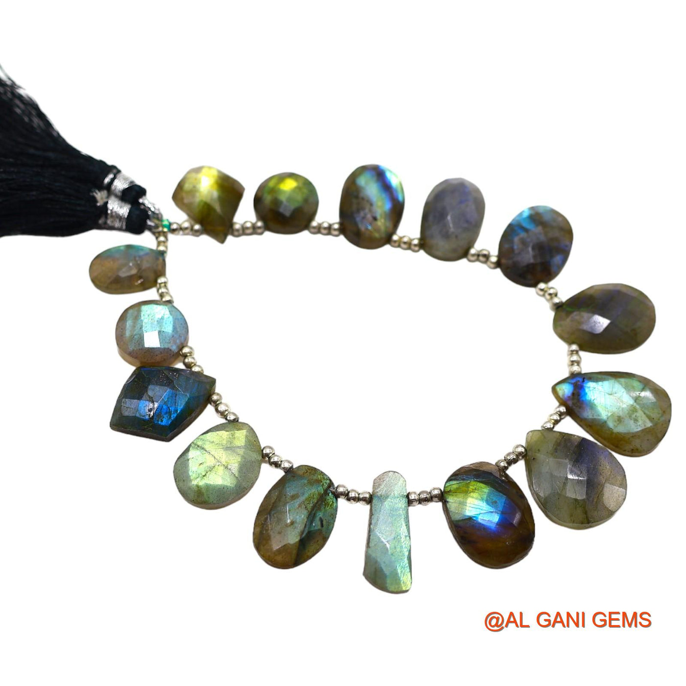 Fancy Faceted 9X13 TO 13X20 MM Beads Natural Multi Color Fire Labradorite Gemstone Strands For Jewelry 8" LB-9