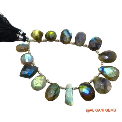 Fancy Faceted 9X13 TO 13X20 MM Beads Natural Multi Color Fire Labradorite Gemstone Strands For Jewelry 8" LB-9