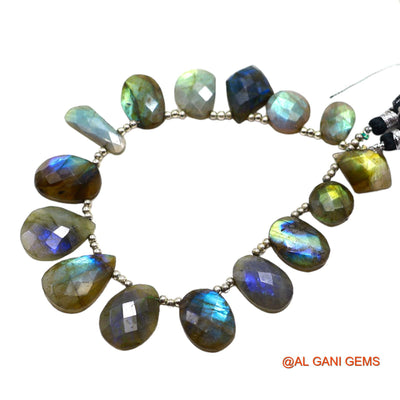 Fancy Faceted 9X13 TO 13X20 MM Beads Natural Multi Color Fire Labradorite Gemstone Strands For Jewelry 8" LB-9