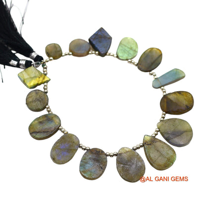 Fancy Faceted 9X13 TO 13X20 MM Beads Natural Multi Color Fire Labradorite Gemstone Strands For Jewelry 8" LB-9