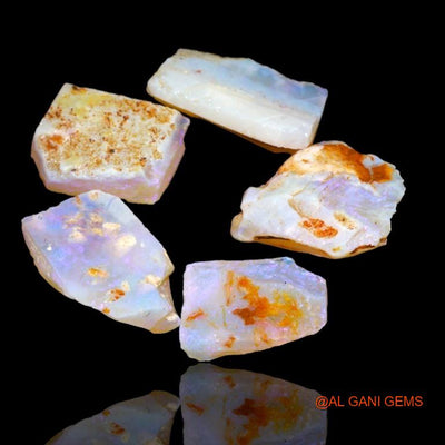 Natural Fire Opal Loose Gemstone Fancy Rough Australia 5 Pcs Wholesale Lot 21.95 Cts 13x4x9 mm To 16x4x10 mm R-186