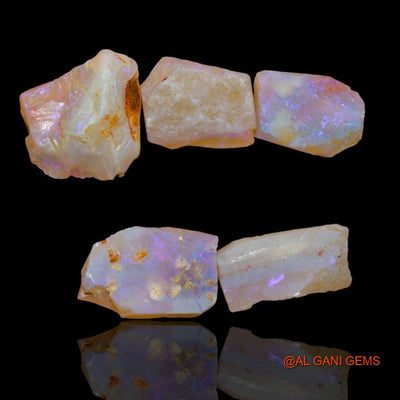 Natural Fire Opal Loose Gemstone Fancy Rough Australia 5 Pcs Wholesale Lot 21.95 Cts 13x4x9 mm To 16x4x10 mm R-186