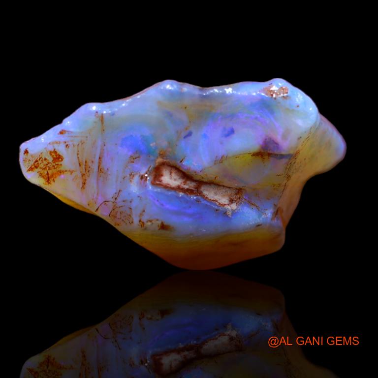 Natural Fire Opal Gemstone 17.00 Cts Loose Fancy Rough From Australia 19x19x9 mm R-430