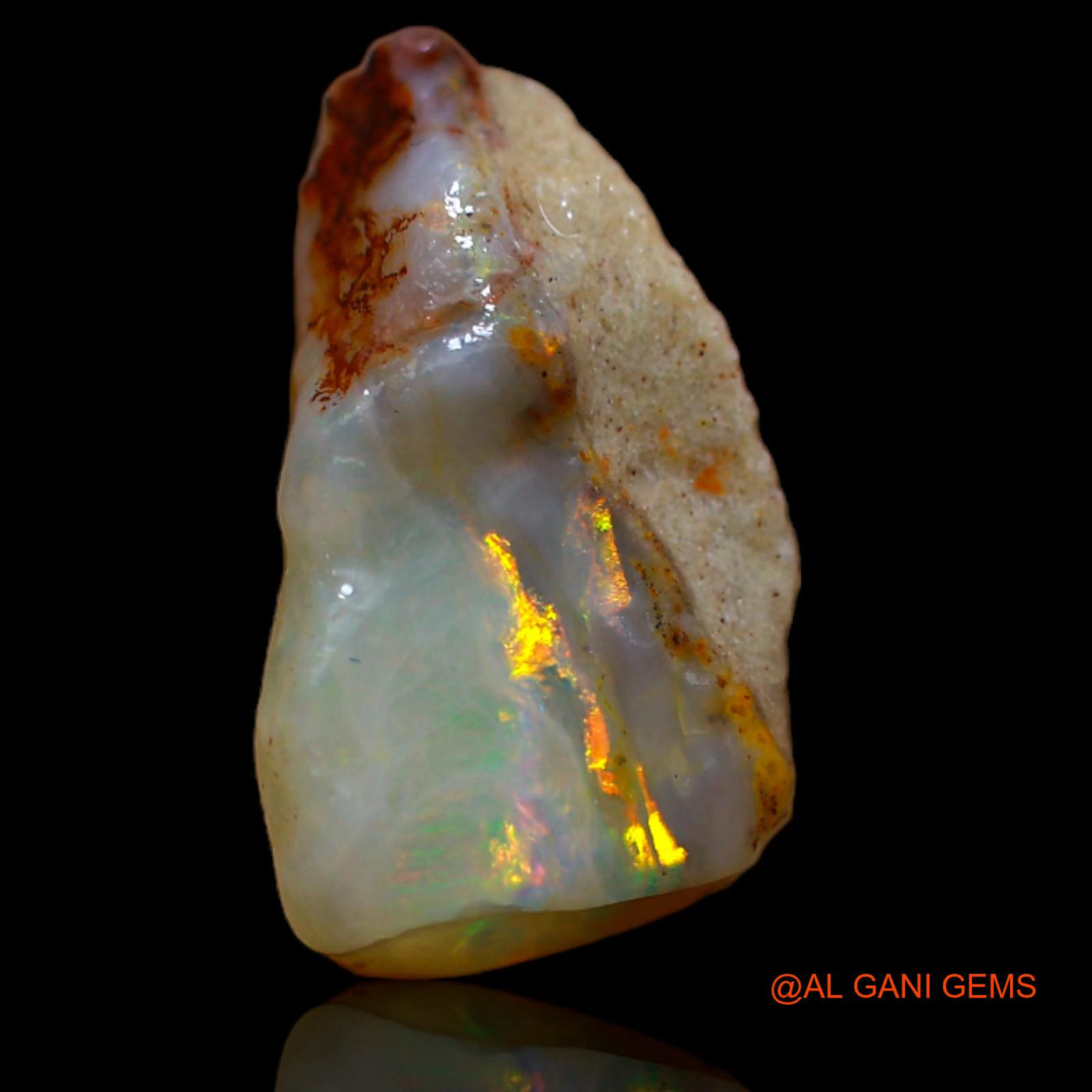 Natural Fire Opal Gemstone 7.30 Cts Loose Fancy Rough From Australia 16x13x8 mm RA-735