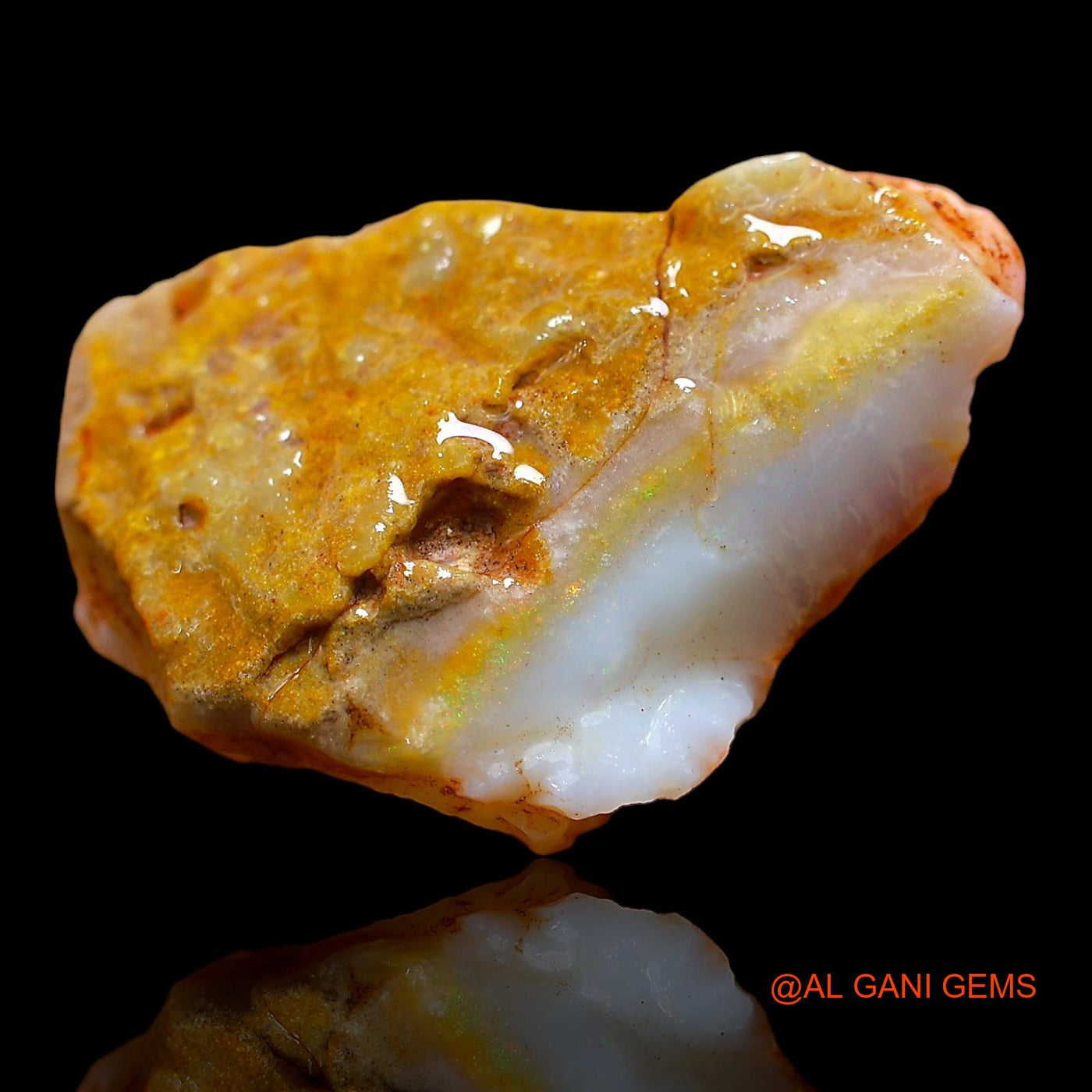 Natural Fire Opal Gemstone 16.00 Cts Loose Fancy Rough From Australia 26x18x7 mm RD-235