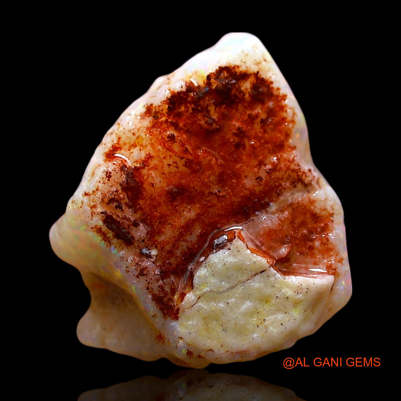 Natural Fire Opal Gemstone 3.00 Cts Loose Fancy Rough From Australia 14x12x4 mm RD-487