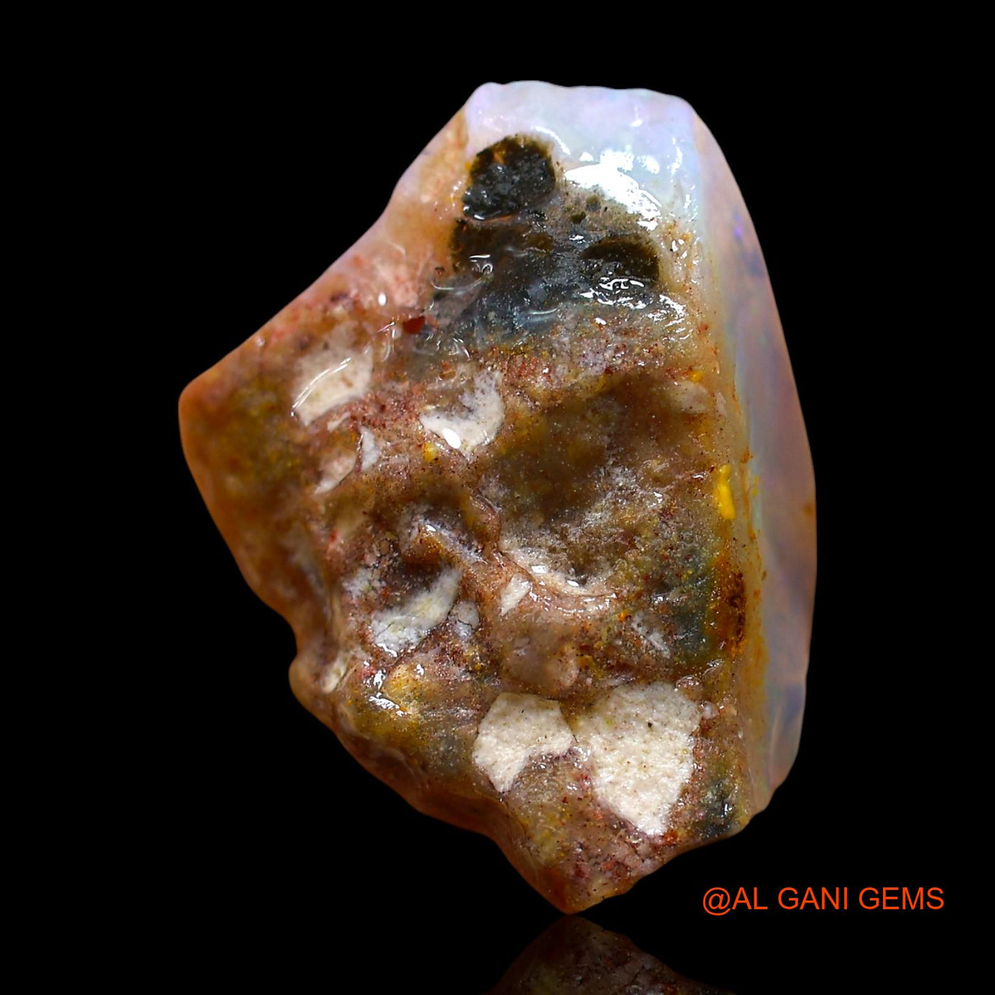 Natural Fire Opal Gemstone 8.00 Cts Loose Fancy Rough From Australia 19x15x7 mm RE-328