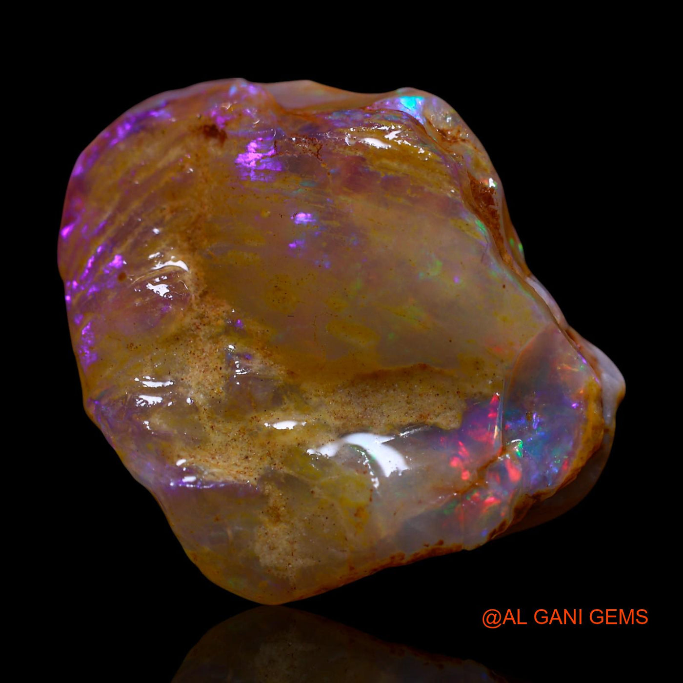 Natural Fire Opal Gemstone 33.00 Cts Loose Fancy Rough From Australia 21x25x12 mm RG-954
