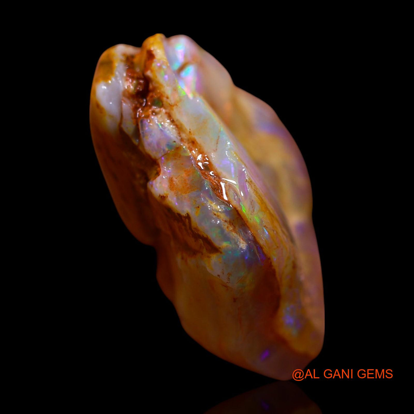 Natural Fire Opal Gemstone 33.00 Cts Loose Fancy Rough From Australia 21x25x12 mm RG-954
