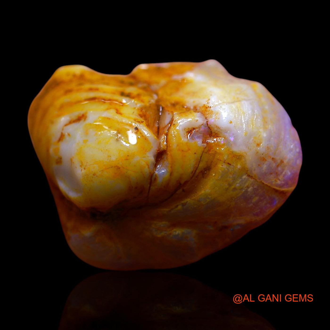 Natural Fire Opal Gemstone 33.00 Cts Loose Fancy Rough From Australia 21x25x12 mm RG-954