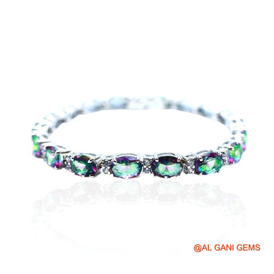Sterling Silver Mystic Topaz Gemstone Zircon Hook Dangling Mother Bracelet SB-10