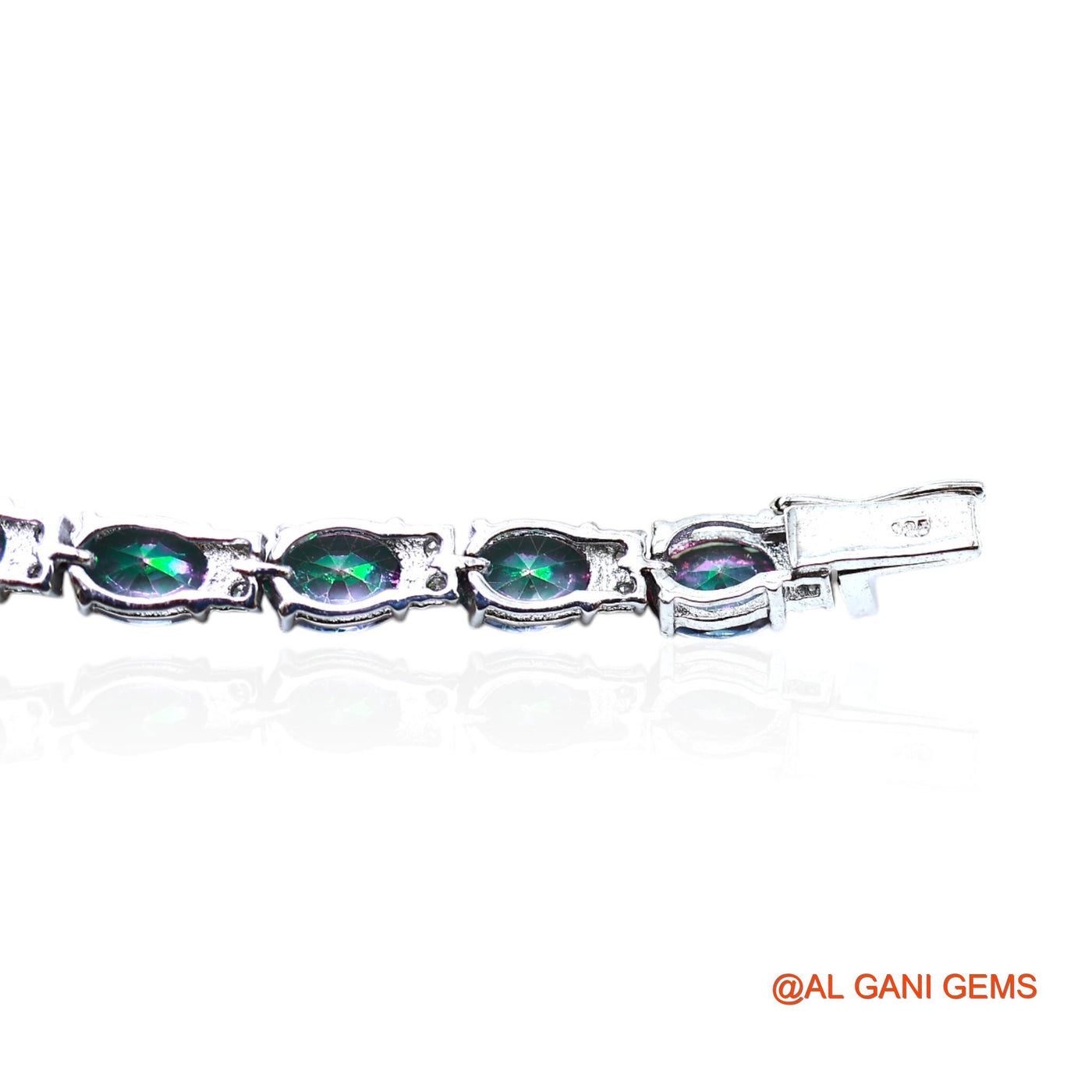 Sterling Silver Mystic Topaz Gemstone Zircon Hook Dangling Mother Bracelet SB-10