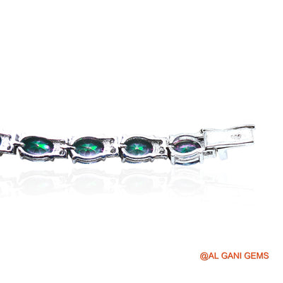 Sterling Silver Mystic Topaz Gemstone Zircon Hook Dangling Mother Bracelet SB-10