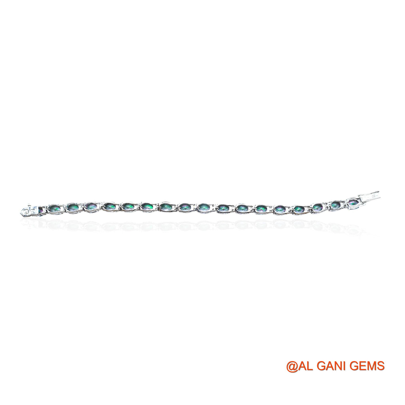Sterling Silver Mystic Topaz Gemstone Zircon Hook Dangling Mother Bracelet SB-10