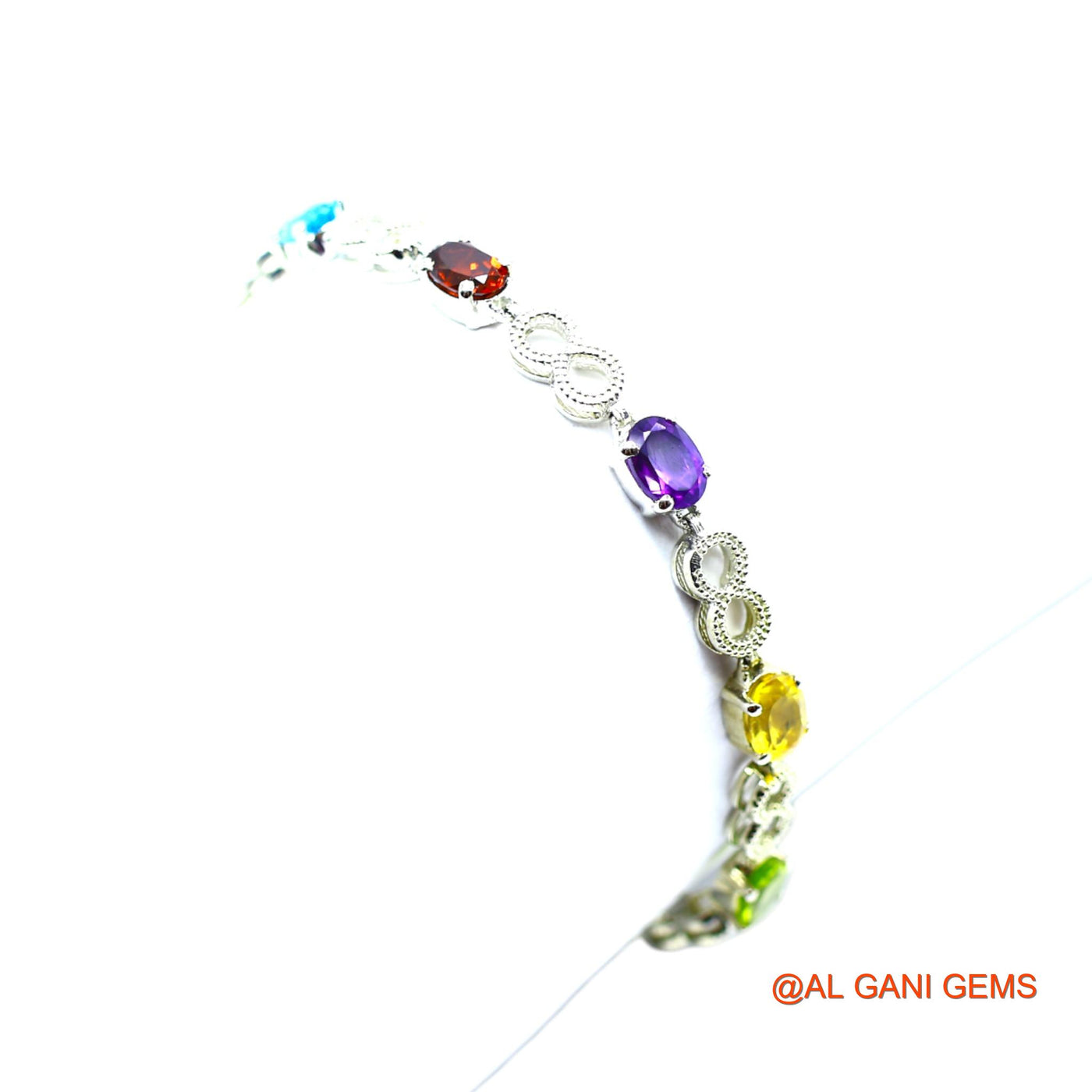 Faceted Garnet, Peridot, Citrin, BT Gemstone Peridot Drop Bracelet 925 Sterling Silver SB-11