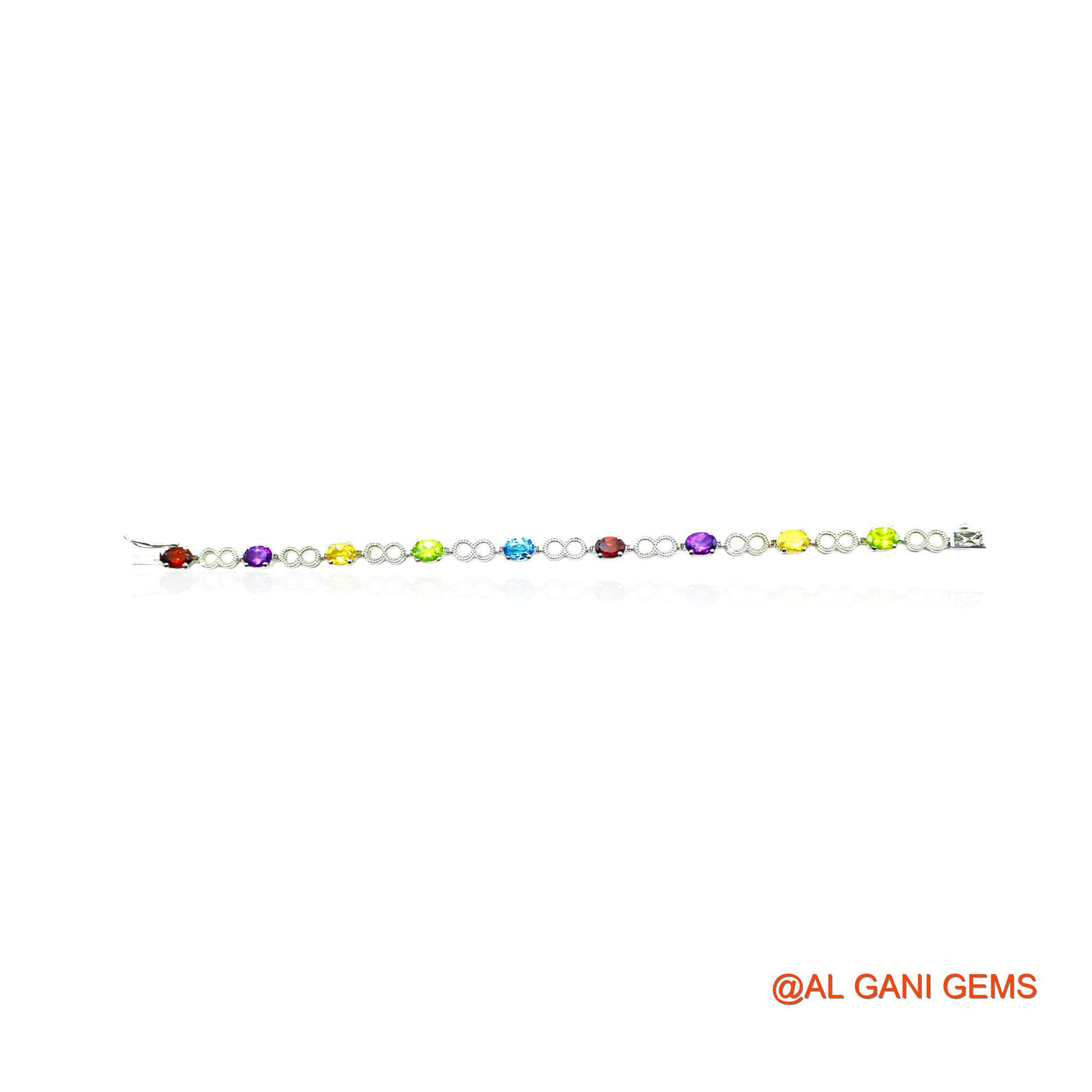 Faceted Garnet, Peridot, Citrin, BT Gemstone Peridot Drop Bracelet 925 Sterling Silver SB-11