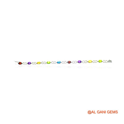 Faceted Garnet, Peridot, Citrin, BT Gemstone Peridot Drop Bracelet 925 Sterling Silver SB-11