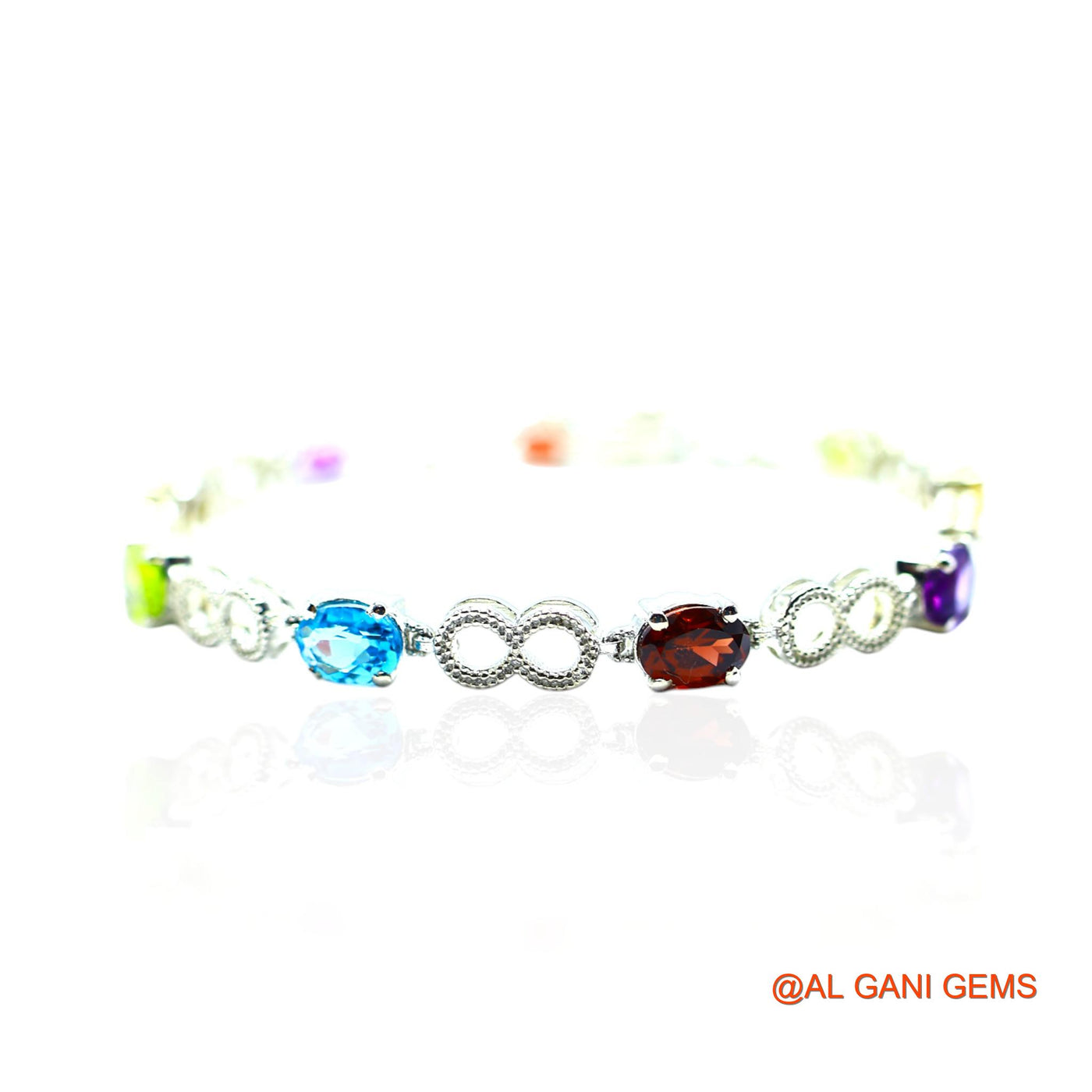 Faceted Garnet, Peridot, Citrin, BT Gemstone Peridot Drop Bracelet 925 Sterling Silver SB-11