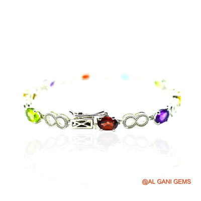 Faceted Garnet, Peridot, Citrin, BT Gemstone Peridot Drop Bracelet 925 Sterling Silver SB-11