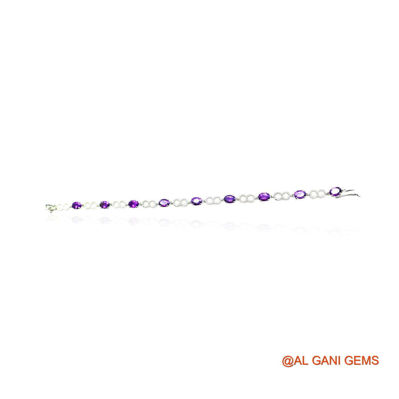 Amethyst Gemstone 925 Silver Dangle Drop Birthday Wedding Bracelet SB-12