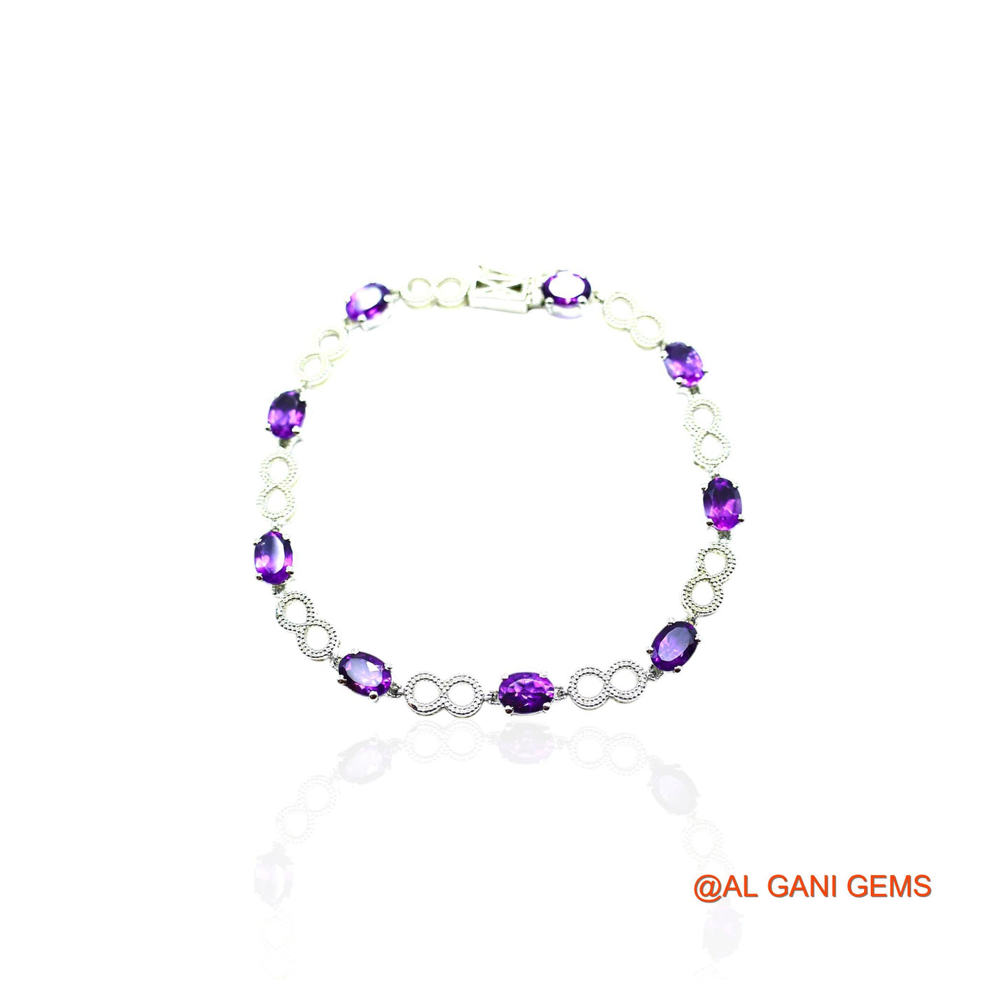 Amethyst Gemstone 925 Silver Dangle Drop Birthday Wedding Bracelet SB-12
