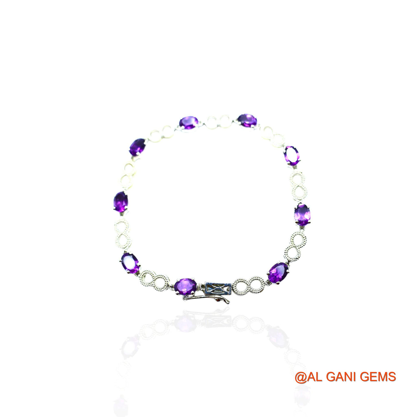 Amethyst Gemstone 925 Silver Dangle Drop Birthday Wedding Bracelet SB-12