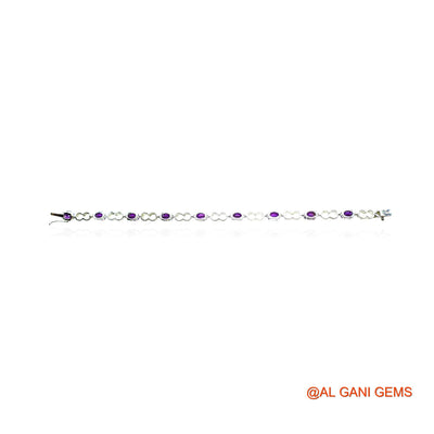 Amethyst Gemstone 925 Silver Dangle Drop Birthday Wedding Bracelet SB-12