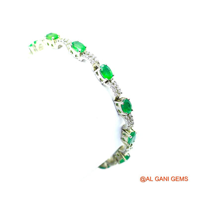 Emerald Gemstone Zircon Antique Dangle Drop Bracelet Sterling Silver SB-13
