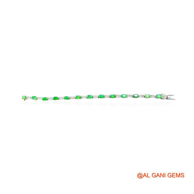 Emerald Gemstone Zircon Antique Dangle Drop Bracelet Sterling Silver SB-13