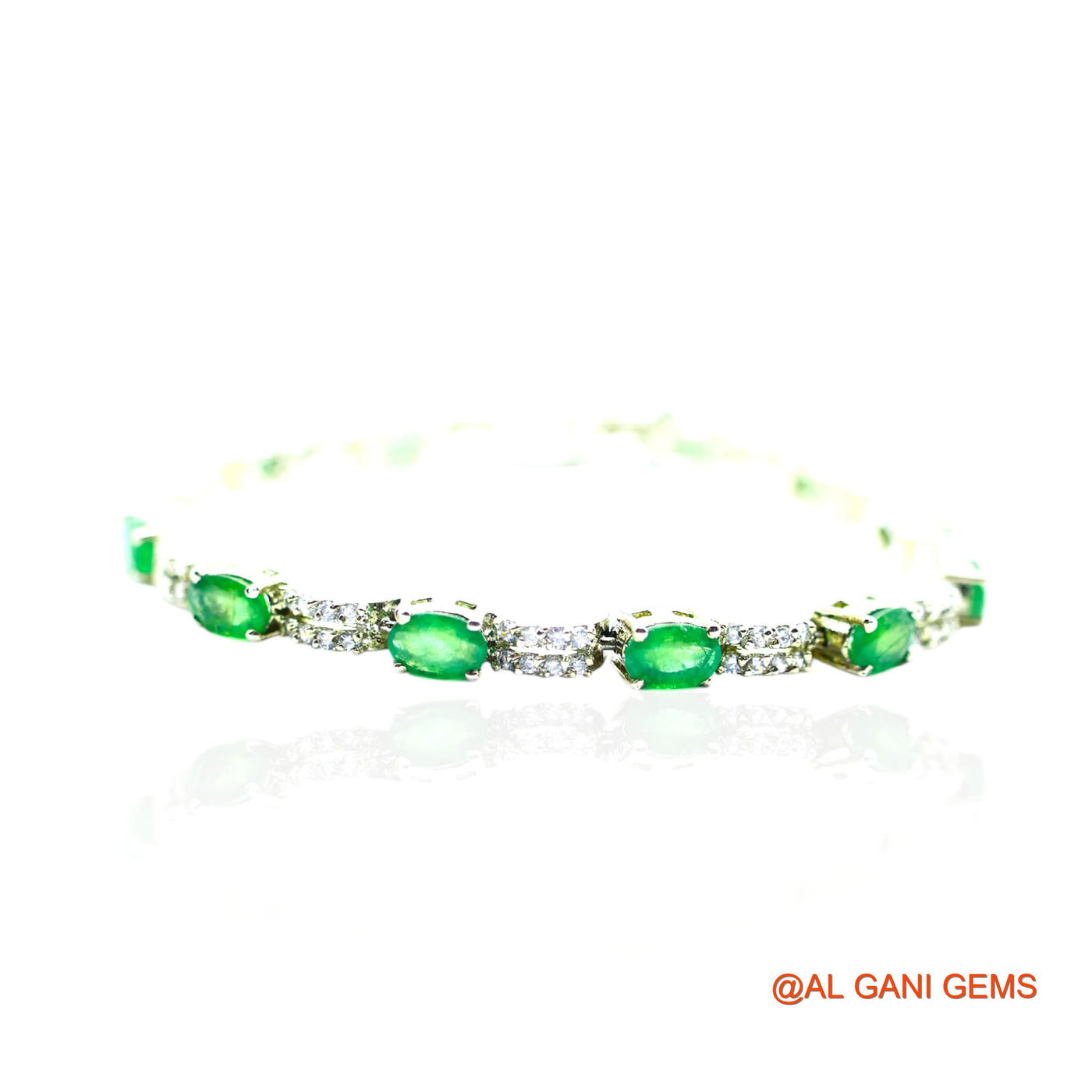 Emerald Gemstone Zircon Antique Dangle Drop Bracelet Sterling Silver SB-13