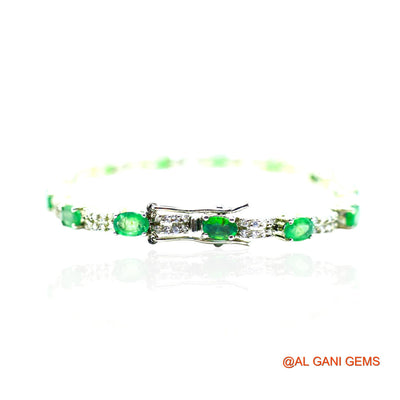 Emerald Gemstone Zircon Antique Dangle Drop Bracelet Sterling Silver SB-13