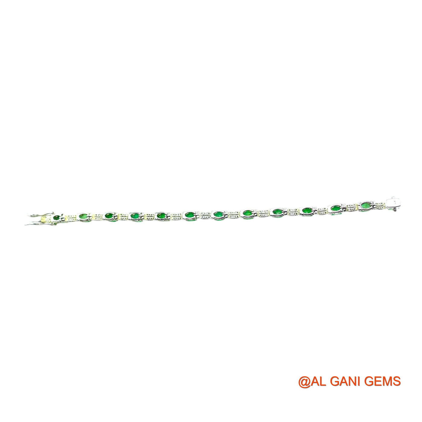 Emerald Gemstone Zircon Antique Dangle Drop Bracelet Sterling Silver SB-13