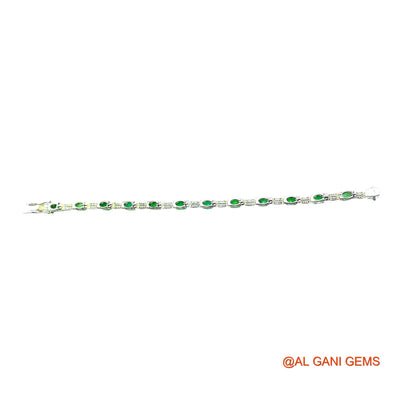 Emerald Gemstone Zircon Antique Dangle Drop Bracelet Sterling Silver SB-13