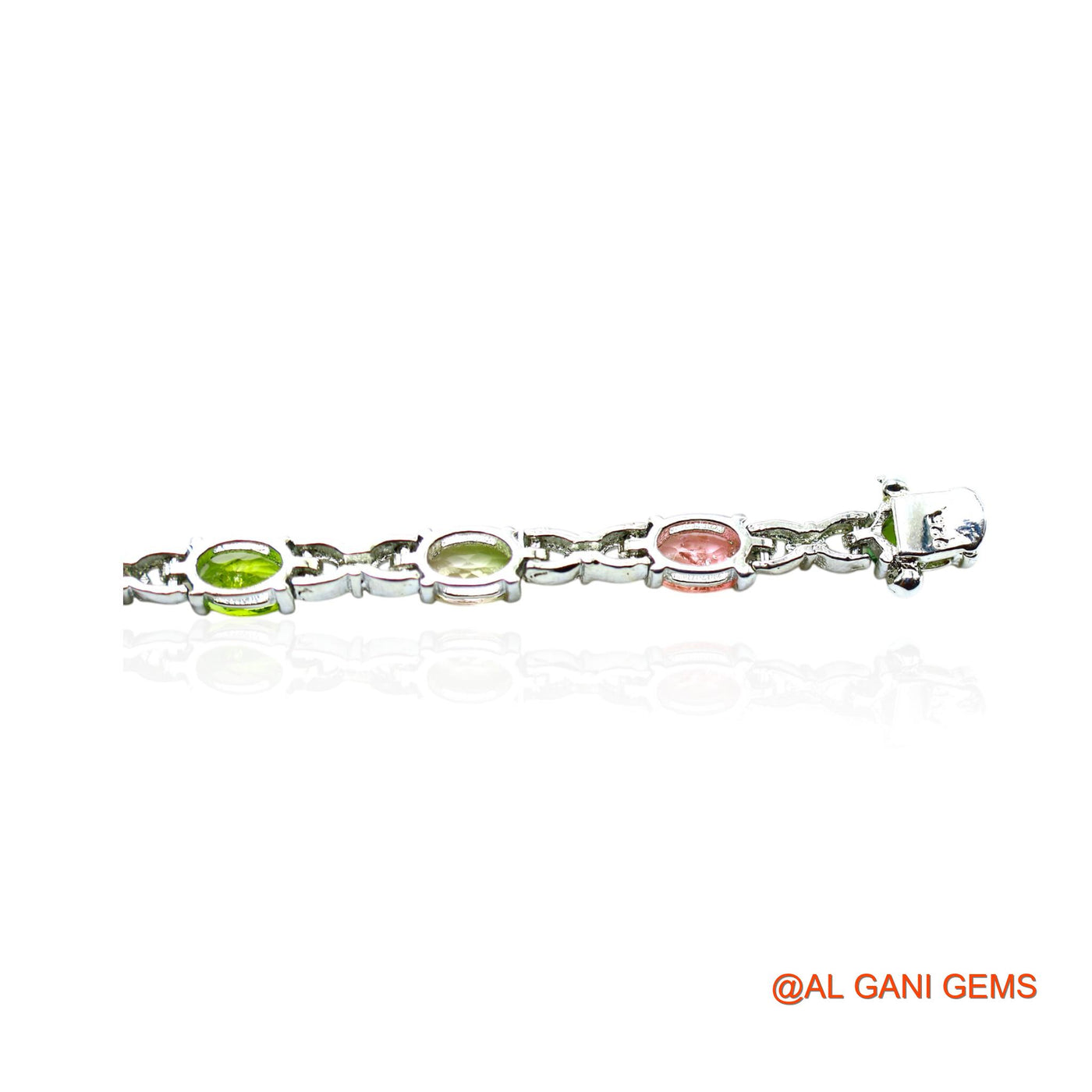 925 Silver Tourmaline Gemstone Zircon Dangle Bezel October Boho Bracelet SB-14