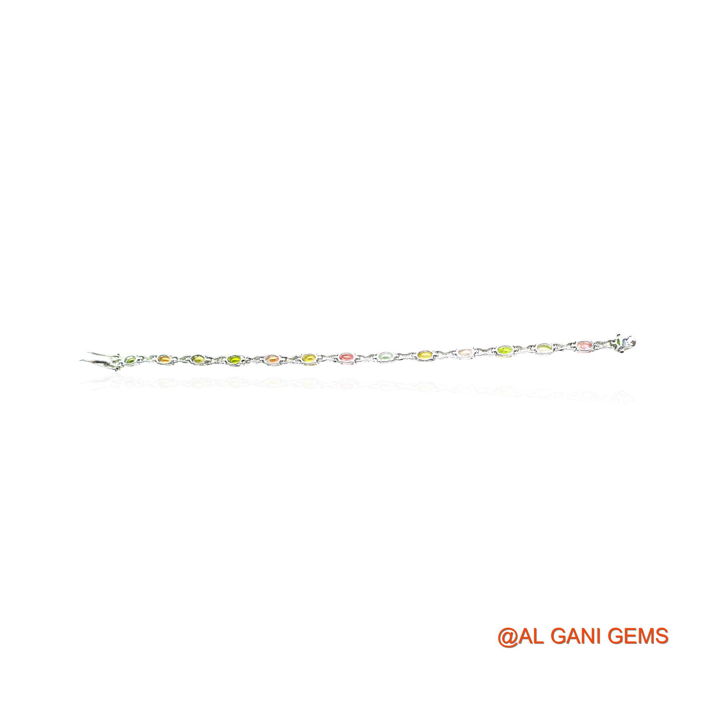 925 Silver Tourmaline Gemstone Zircon Dangle Bezel October Boho Bracelet SB-14