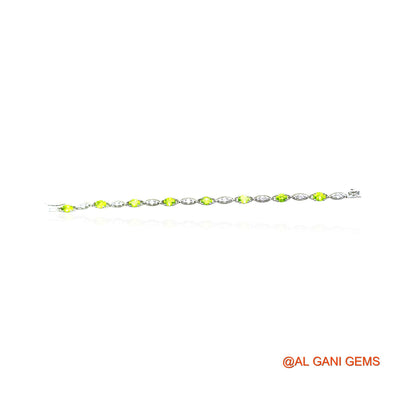 Faceted Peridot Gemstone Zircon Sterling Silver Hook Drop Bracelet SB-15